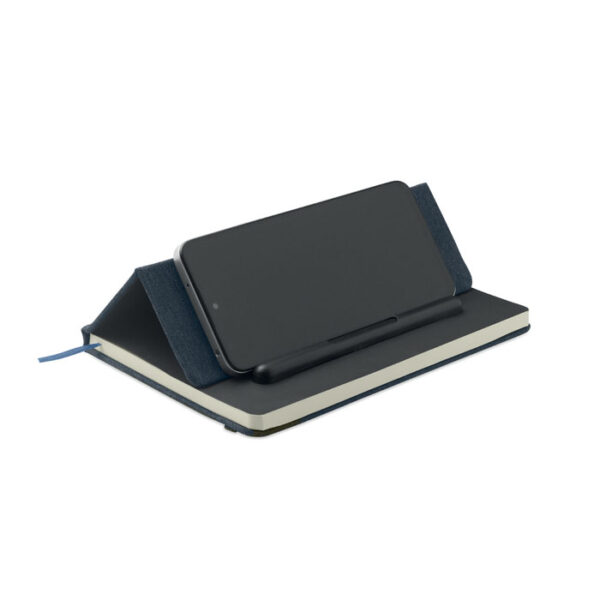A5 notitieboek met harde RPET kaft met telefoonhouder
