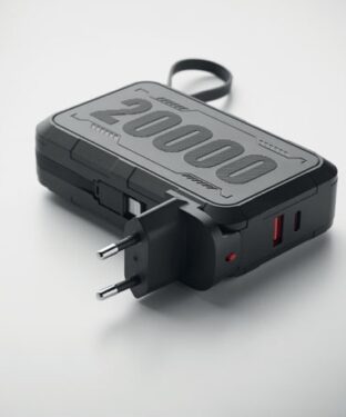 20.000 mAh powerbank met geïntegreerde stekkers en kabels